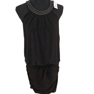 NWT White House Black Market Womens Datey MJ Halter Blouson Dress Black Medium